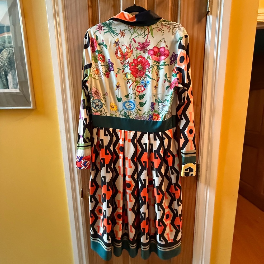Lai Meng Five Cats Floral & Geometric Patterned ALine Fit & Flare Dress Size 8 - Picture 13 of 14